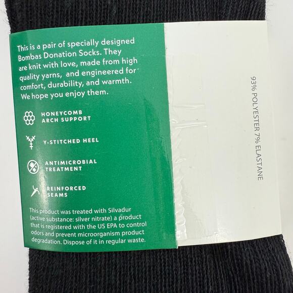 Bombas Socks Mid-Weight Crew Size XL Black (4 Pairs) - Picture 3 of 4